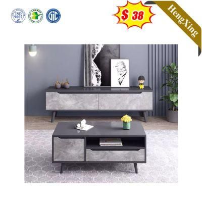 Nordic Style Wooden Light Grey Mixed Black Color Living Room Furniture Storage Drawers TV Stand