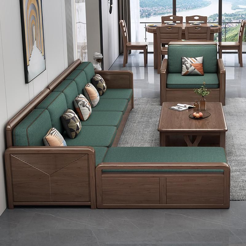 Modern Minimalist Living Room Storage Wooden Furniture Walnut Sofa