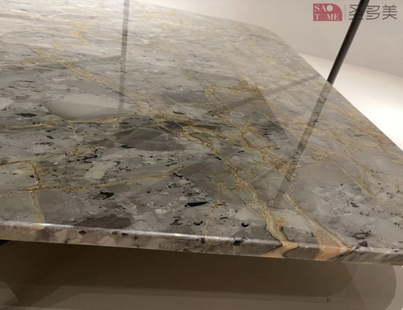 Marble Long Tea Table in Modern European Hotel Family Living Room