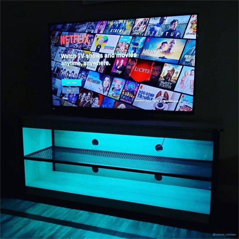 Modern Light Gray Gaming TV Stand TV Cabinet TV Console for Living Room