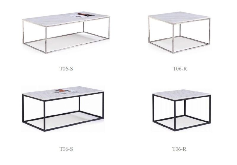 Nordic Simple Design Modern Stainless Steel Base Contemporary Marble Dining Table Set