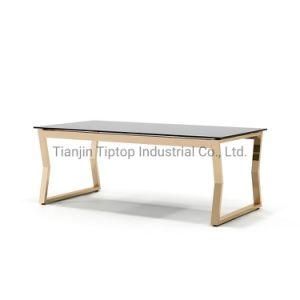 Clear Glass Top Coffee Table Stainless Steel Table Modern Coffee Table