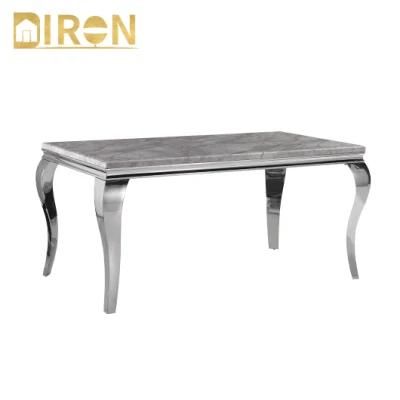China Supply Home Furniture Rectangle Marble Stainless Steel Coffee Table Home Furniture Set