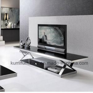 Stainless Steel Glass Top TV Stand for Hotel Furniture