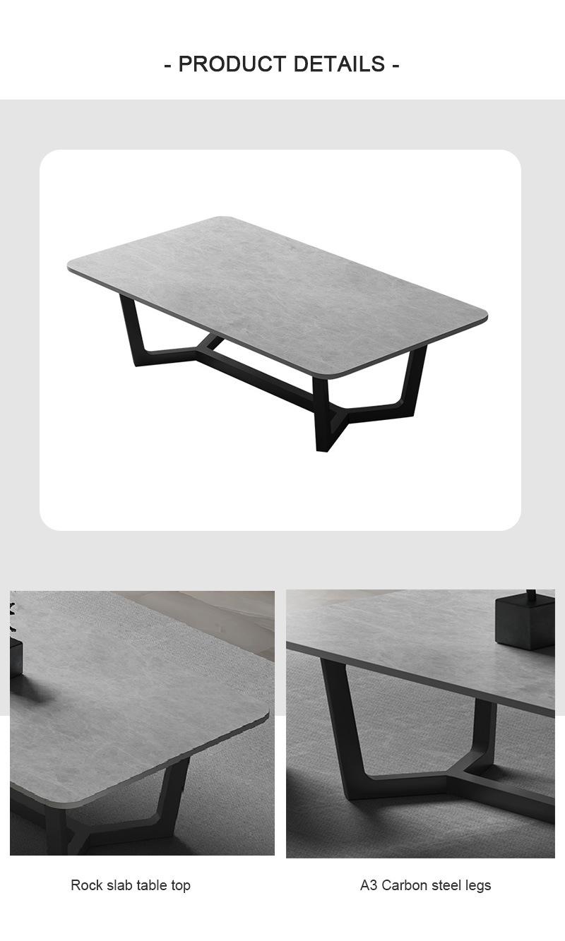 Minimalist Design Home Used Modern Black Coffee Table with Steel Frame