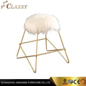 Simple Modern Designe Metal Frame Bar Chairs with Stainless Steel Legs and Feather Furs Cushion