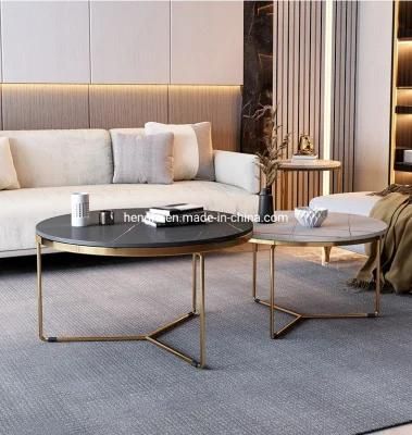 Stylish Modern Living Room Furniture Sets Steel Frame Marble Side Table