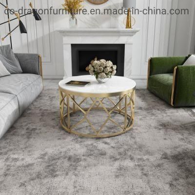 Fashion Modern Furniture Stainless Steel Coffee Table with Marble Top
