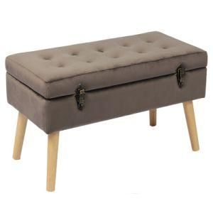 Knobby Velvet Storage Kd Foot Stool Fabric Ottoman