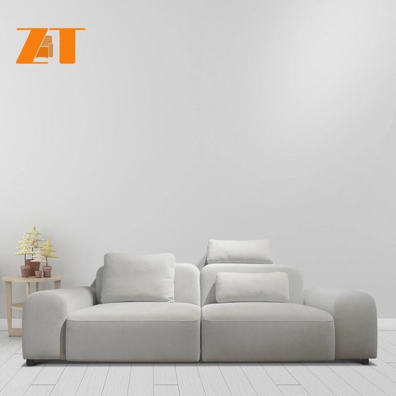 European Style 3 Seater Modern Gray Fabric Sectional Couch Living Room Sofa Set