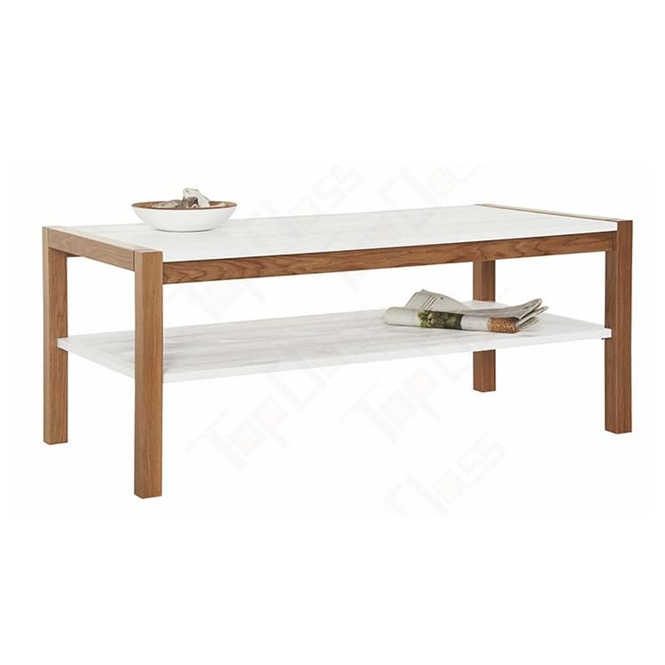 Minimalist 2-Tier Wood Living Room Coffee Table
