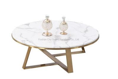 Coffee Table Brushed Gold Marble Top New Design Pupolar Design