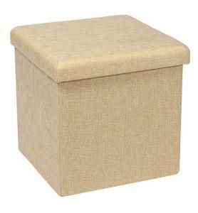 Knobby Modern Linen Folding Square Storage Ottoman for Living Room