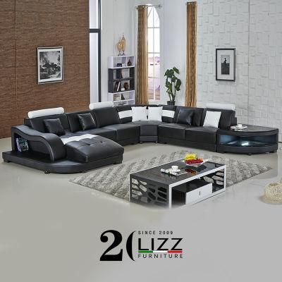 Modern Design U Shape Comfortable Italian Leather Sectional Sofa