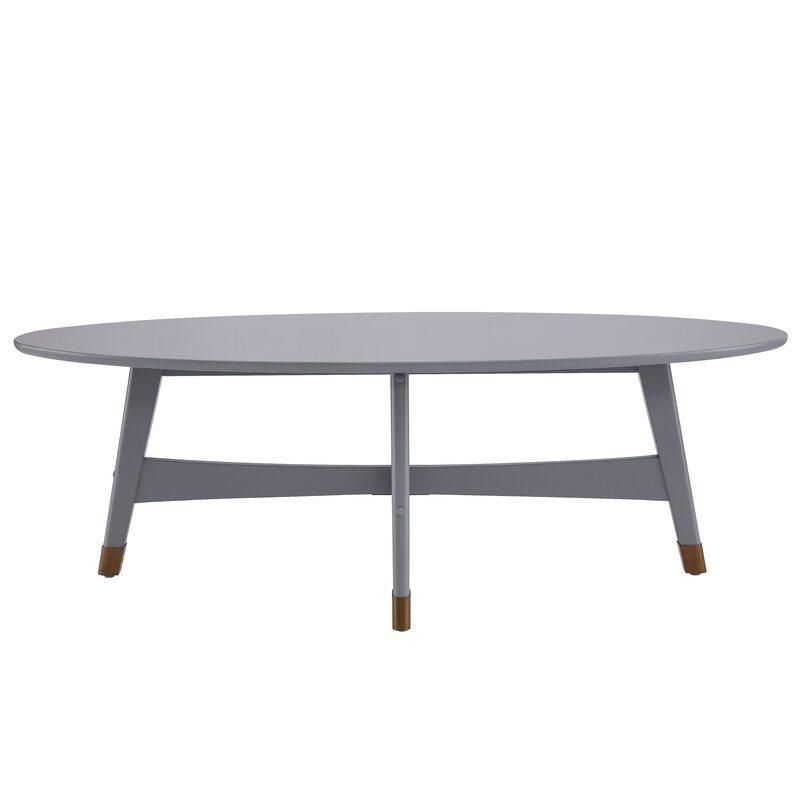 Gray Painting High-Grade MDF Round Top Coffee Table with Solid Wood Leg Living Room Furniture