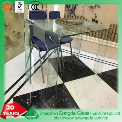 8-15mm Clear Fashion Bent Glass Design Desk Table