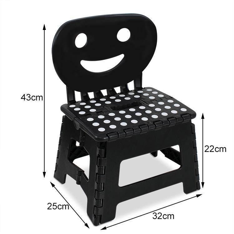 Adult Child Backrest Black Portable Folding Bench