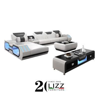 Lizz New Version of Black and White Fashion LED Corner Sofa