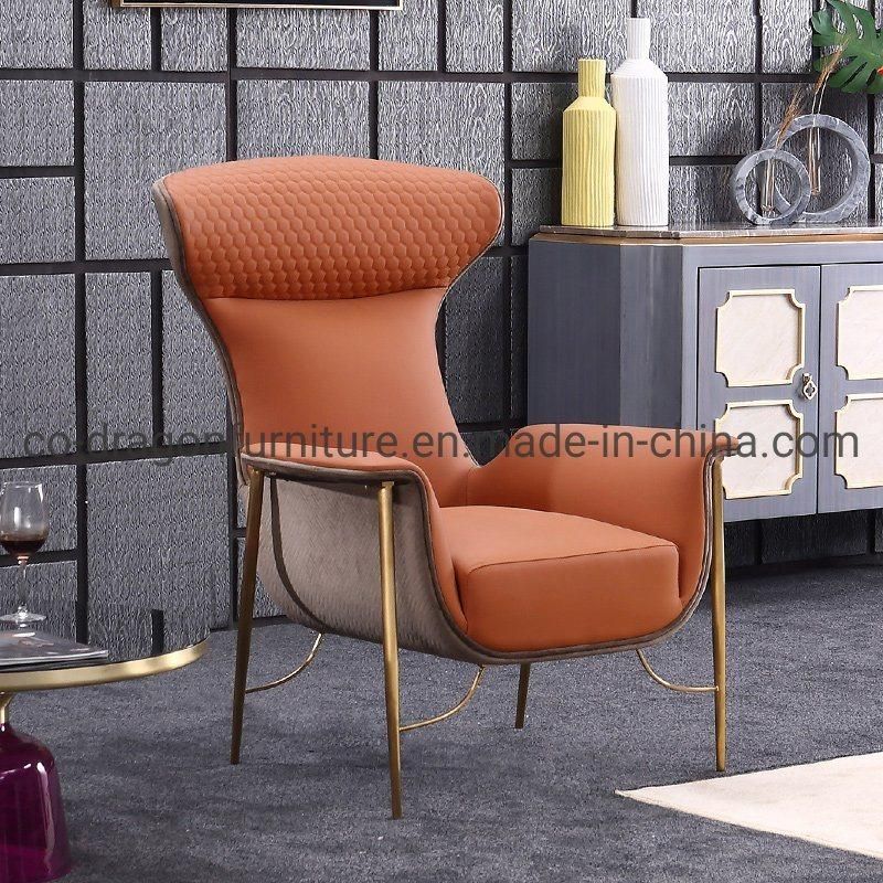 Luxury Modern Furniture Leather Leisure Sofa Chair with Metal Laegs