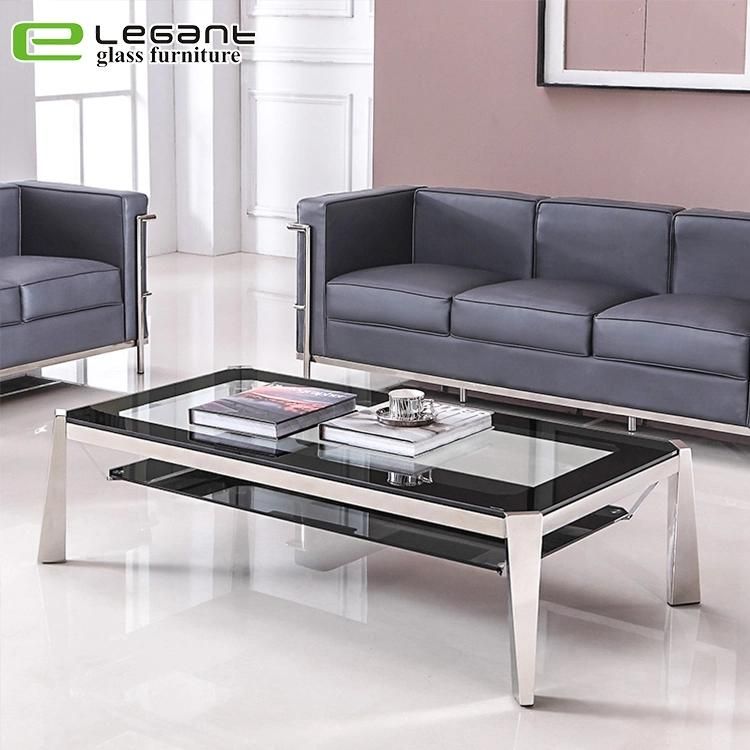 Stainless Steel Table, Tempered Glass Coffee Table