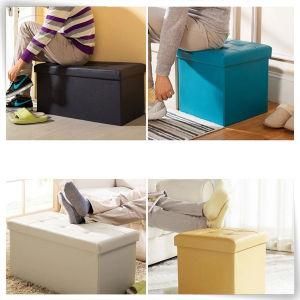 Folding Storage PU Leatherround Chair Floor Pouf