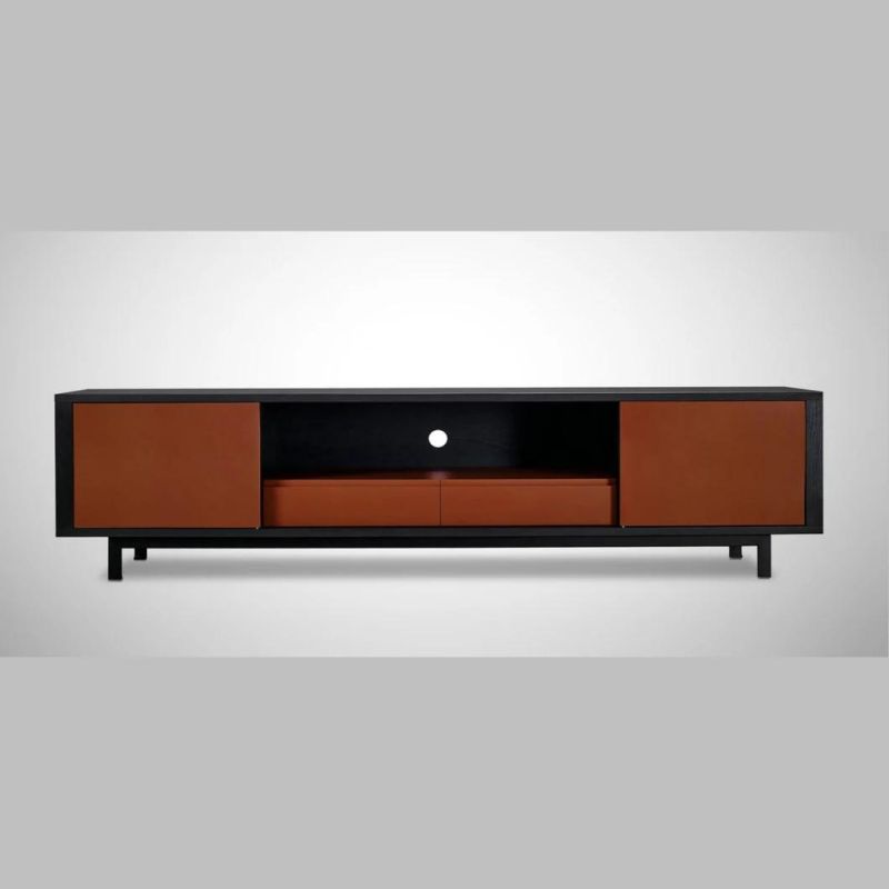 Modern Living Room Furniture 2door 2 Drawer Metal Base 2 Tone Finish TV Stand Entertainment
