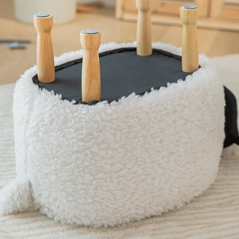 Li&Sung 10175 Modern Sheep Design Velvet Wooden Ottoman Stool