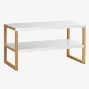 Double Coffee Table Wooden and Metal Mixed Material (HSM-002)