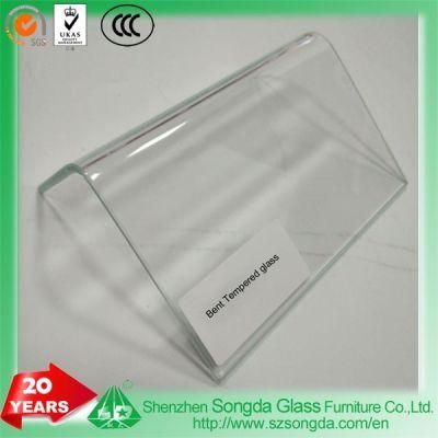 Tempered Bent Glass with Vertical Angle Forsted/Painting for Table Top