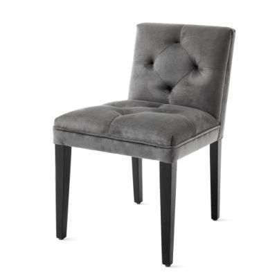 Fabric Grey with Backrest Furniture Restaurant Hotel Wedding Dining Chair Black Metal Legs