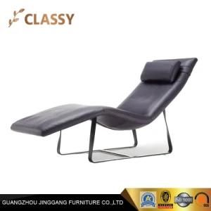 European Modern Style Stainless Steel Legs Leather Chaise Lounge Leichair