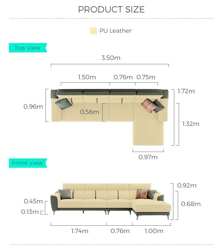 Hot Wood Down Corner Sectional L Shape Furniture Genuine Leather Sofa S100