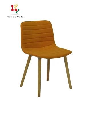 Modern Restaurant Furniture Orange Fabric Seat Wooden Legs Dining Chair