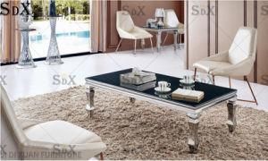 Stylish Modern Simple Living Room Stainless Steel Glass Coffee Table
