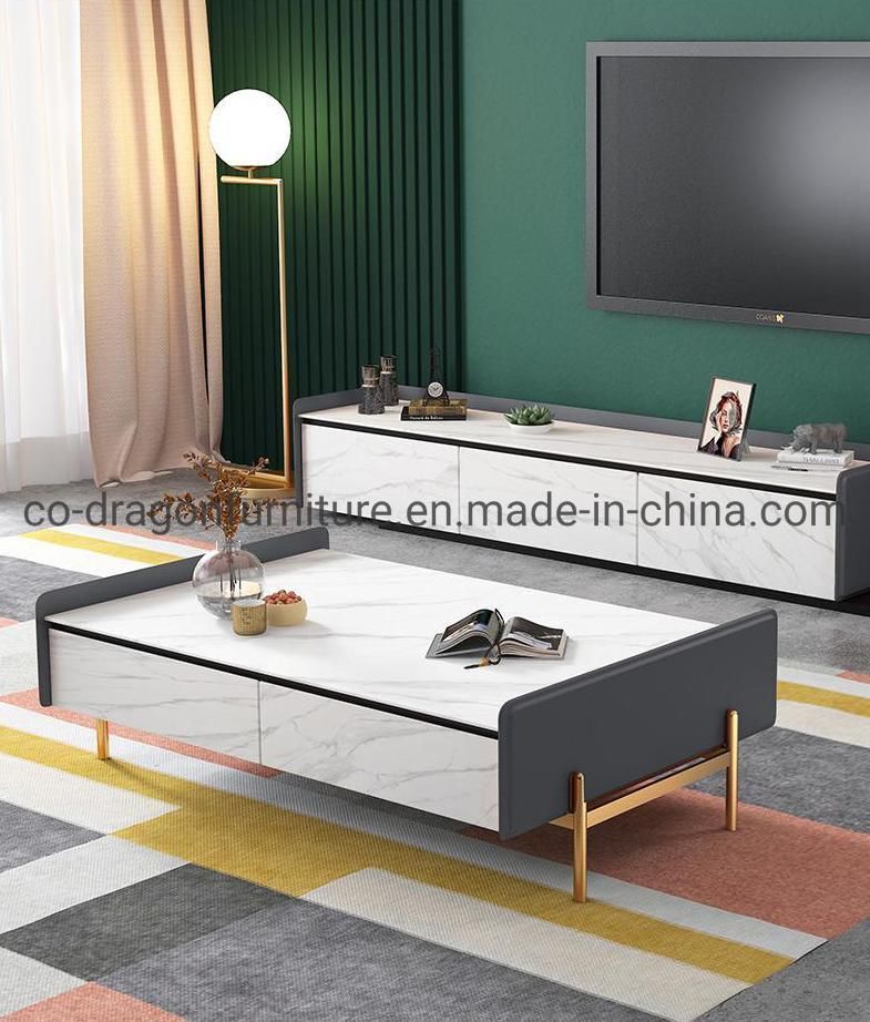New Design Home Furniture Luxury Coffee Table with Metal Legs
