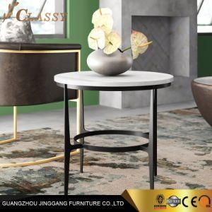Modern Round Nesting Marble Side Table Coffee Table with Metal Legs