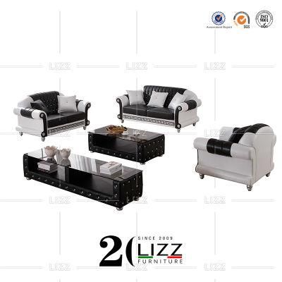Contemporary Living Room Furniture European Style Chesterfield Leather Sofa