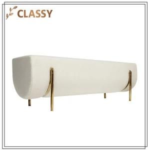 Hotel Modern Golden Steel Frame Livingroom Bench Stool