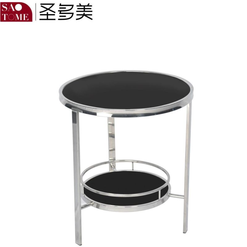 Modern Hot Selling Living Room Furniture Stainless Steel Glass Round End Table