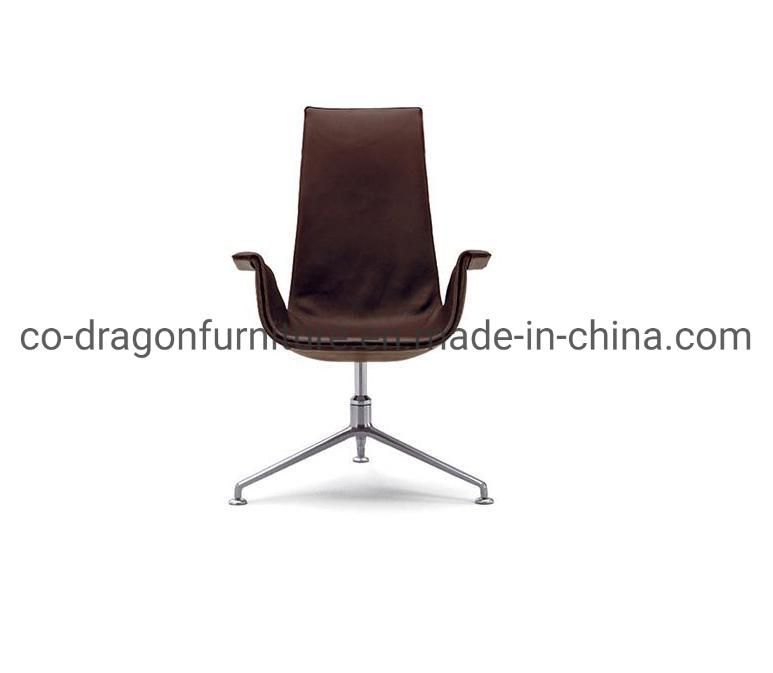 Modern Swivel Adjustable Leisure Chair with Metal Legs and Leather