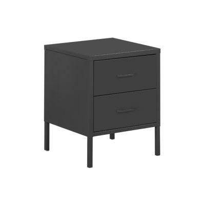 Metal Nightstand with 2 Drawers Big Storage Space Metal Storage Cabinet