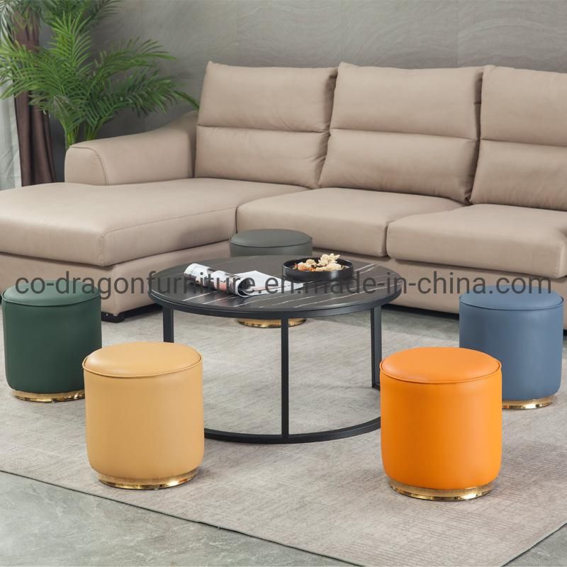 Modern Luxury Living Room Furniture Leather Round Stool Sets