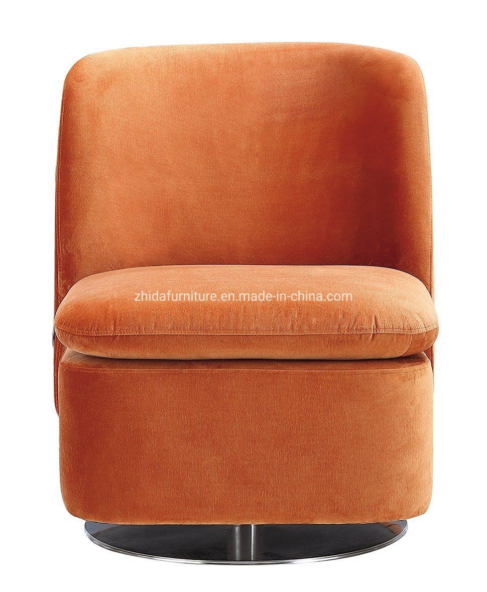 Orange Velvet Round Shape MID Back Hotel Lobby Restaurant Swivel Chair