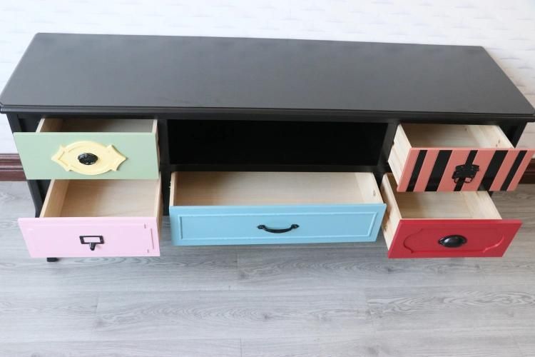 Colorful Living-Room Print Furniture Wooden 5 Drawers Wooden TV Cabinet