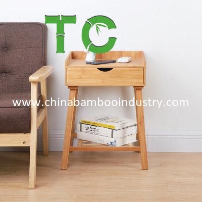 Bamboo End Table with Drawer and Single Shelfwooden Side Table Nightstand