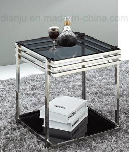 Glass Stainless Steel Furniture End Table (CT021S)