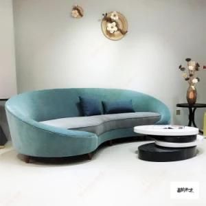 Design Living Room Half Moon Sofa Shape Green Velvet Upholstered Modern Hotel Furniture