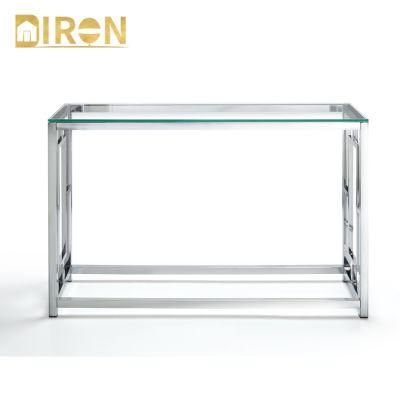2021 Modern Black Simple Style Furniture Contemporary Tempered Glass Polish Stainless Steel Leg Side Table