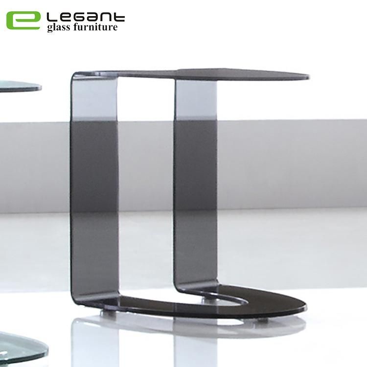 Grey Bent Glass Side Coffee Table Design
