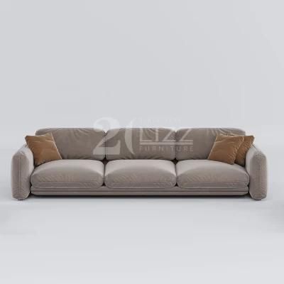 Professional Italian Design High Quality Living Room Lounge Modern Hotel Decor Brown Fabric Sofa Set